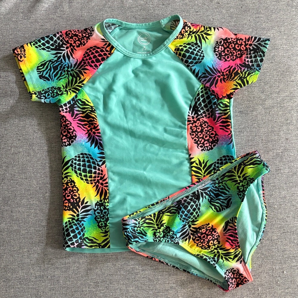 Wonder Nation Neon Pineapple print swim suit - M 7/8